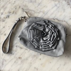 Gray Rose Wristlet